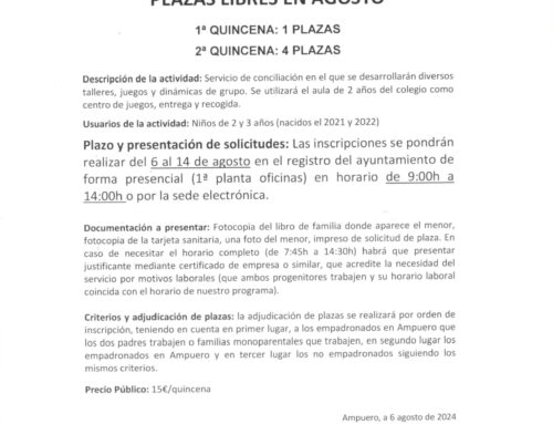 SE ABRE NUEVO PLAZO DE INSCRIPCIÓN CON LISTA DE ESPERA PARA EL DIVERVERANO DE 2 Y 3 AÑOS